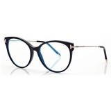 Tom Ford - Blue Block Soft Cat Eye Shape Opticals - Occhiali da Vista Cat Eye - Nero - FT5770-B