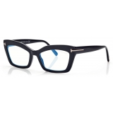 Tom Ford - Blue Block Cat Eye Shape Opticals - Cat Eye Optical Glasses - Black - FT5766-B