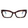 Tom Ford - Blue Block Cat Eye Shape Opticals - Occhiali da Vista Cat Eye - Havana Scuro - FT5766-B