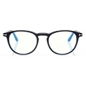 Tom Ford - Blue Block Round Opticals - Round Optical Glasses - Black - FT5803-B