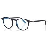 Tom Ford - Blue Block Round Opticals - Round Optical Glasses - Black - FT5803-B