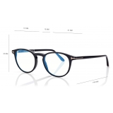 Tom Ford - Blue Block Round Opticals - Occhiali da Vista Rotondi - Nero - FT5803-B