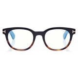 Tom Ford - Blue Block Round Opticals - Round Optical Glasses - Black - FT5803-B