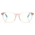 Tom Ford - Blue Block Soft Cat Eye Opticals - Occhiali da Vista Cat Eye - Rosa Bianco Ghiaccio - FT5810-B