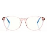 Tom Ford - Blue Block Soft Cat Eye Opticals - Cat Eye Optical Glasses - Pink Ice White - FT5810-B