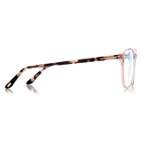 Tom Ford - Blue Block Soft Cat Eye Opticals - Cat Eye Optical Glasses - Pink Ice White - FT5810-B