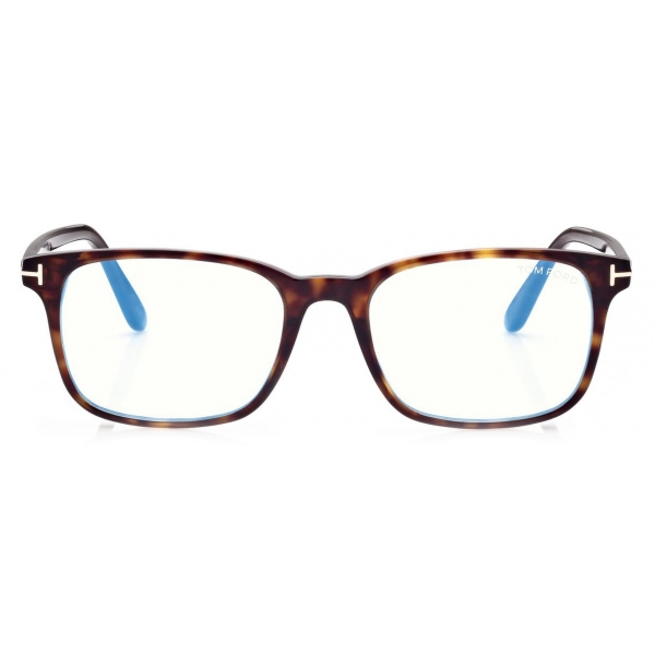 Tom Ford - Blue Block Square Opticals - Square Optical Glasses - Dark Havana - FT5831-B