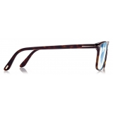 Tom Ford - Blue Block Square Opticals - Square Optical Glasses - Dark Havana - FT5831-B