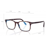 Tom Ford - Blue Block Square Opticals - Occhiali da Vista Quadrati - Havana Scuro - FT5831-B