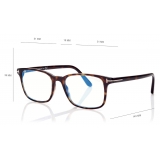 Tom Ford - Blue Block Square Opticals - Square Optical Glasses - Dark Havana - FT5831-B