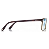 Tom Ford - Blue Block Square Opticals - Square Optical Glasses - Shiny Green - FT5831-B