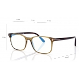 Tom Ford - Blue Block Square Opticals - Occhiali da Vista Quadrati - Verde Lucido - FT5831-B