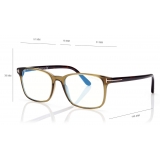 Tom Ford - Blue Block Square Opticals - Square Optical Glasses - Shiny Green - FT5831-B