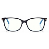 Tom Ford - Blue Block Soft Square Opticals - Occhiali da Vista Quadrati - Nero - FT5842-B