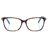 Tom Ford - Blue Block Soft Square Opticals - Square Optical Glasses - Dark Havana - FT5842-B