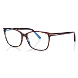 Tom Ford - Blue Block Soft Square Opticals - Square Optical Glasses - Dark Havana - FT5842-B