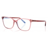 Tom Ford - Blue Block Soft Square Opticals - Square Optical Glasses - Transparent Pink - FT5842-B
