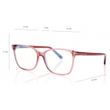 Tom Ford - Blue Block Soft Square Opticals - Occhiali da Vista Quadrati - Rosa Trasparente - FT5842-B