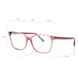 Tom Ford - Blue Block Soft Square Opticals - Square Optical Glasses - Transparent Pink - FT5842-B