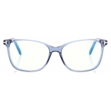 Tom Ford - Blue Block Soft Square Opticals - Occhiali da Vista Quadrati - Blu - FT5842-B