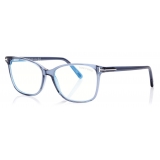 Tom Ford - Blue Block Soft Square Opticals - Occhiali da Vista Quadrati - Blu - FT5842-B