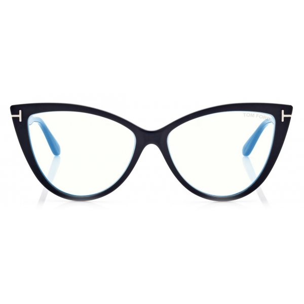 Tom Ford - Blue Block Cat Eye Opticals - Cat Eye Optical Glasses - Black Brown - FT5843-B