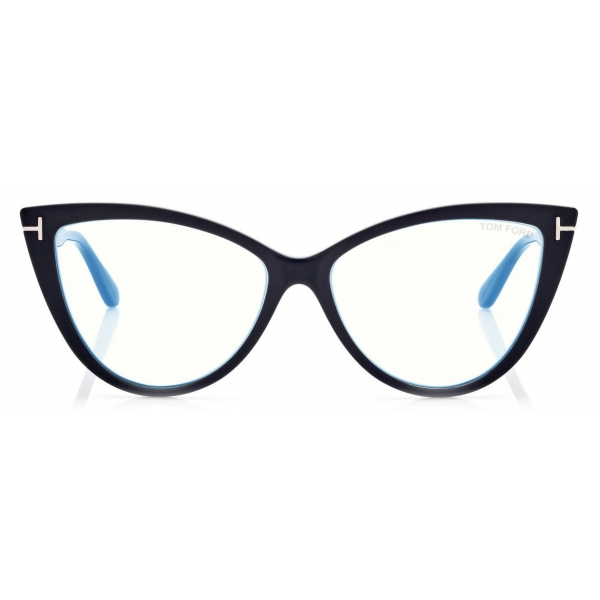 Tom Ford - Blue Block Cat Eye Opticals - Occhiali da Vista Cat Eye - Nero Marrone - FT5843-B