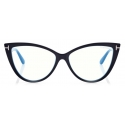 Tom Ford - Blue Block Cat Eye Opticals - Cat Eye Optical Glasses - Black Brown - FT5843-B