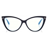 Tom Ford - Blue Block Cat Eye Opticals - Cat Eye Optical Glasses - Black Brown - FT5843-B