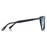 Tom Ford - Blue Block Cat Eye Opticals - Cat Eye Optical Glasses - Black Brown - FT5843-B