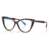 Tom Ford - Blue Block Cat Eye Opticals - Cat Eye Optical Glasses - Dark Havana - FT5843-B