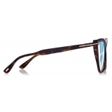 Tom Ford - Blue Block Cat Eye Opticals - Cat Eye Optical Glasses - Dark Havana - FT5843-B