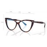 Tom Ford - Blue Block Cat Eye Opticals - Cat Eye Optical Glasses - Dark Havana - FT5843-B