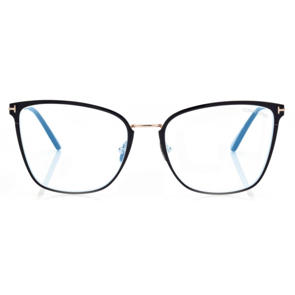 Tom Ford - Blue Block Soft Butterfly Opticals - Occhiali da Vista a Farfalla - Nero - FT5839-B