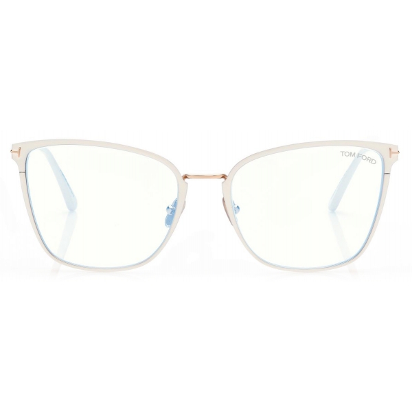 Tom Ford - Blue Block Soft Butterfly Opticals - Occhiali da Vista a Farfalla - Palladio - FT5839-B