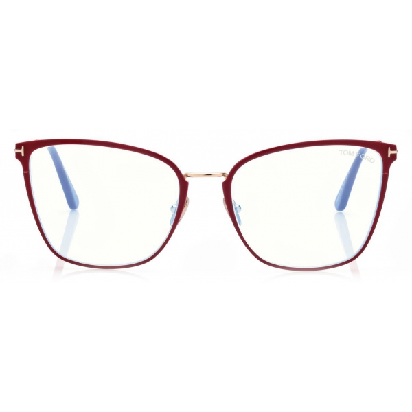 Tom Ford - Blue Block Soft Butterfly Opticals - Butterfly Optical Glasses - Aubergine Fuchsia - FT5839-B