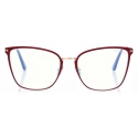 Tom Ford - Blue Block Soft Butterfly Opticals - Occhiali da Vista a Farfalla - Melanzana Fucsia - FT5839-B