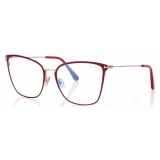 Tom Ford - Blue Block Soft Butterfly Opticals - Butterfly Optical Glasses - Aubergine Fuchsia - FT5839-B