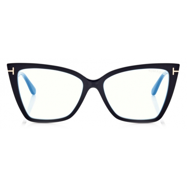 Tom Ford - Blue Block Square Cat Eye Opticals - Square Cat Eye Optical Glasses - Black Brown - FT5844-B