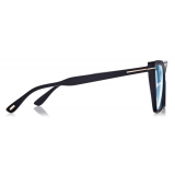 Tom Ford - Blue Block Square Cat Eye Opticals - Occhiali da Vista Quadrati Cat Eye - Nero Marrone - FT5844-B