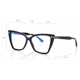 Tom Ford - Blue Block Square Cat Eye Opticals - Occhiali da Vista Quadrati Cat Eye - Nero Marrone - FT5844-B