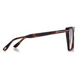 Tom Ford - Blue Block Square Cat Eye Opticals - Occhiali da Vista Quadrati Cat Eye - Havana Scuro - FT5844-B