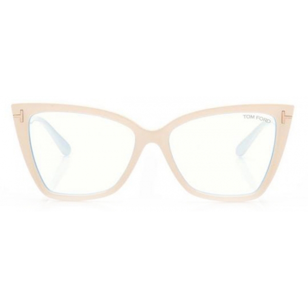 Tom Ford - Blue Block Square Cat Eye Opticals - Occhiali da Vista Quadrati Cat Eye - Palladio - FT5844-B