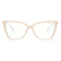 Tom Ford - Blue Block Square Cat Eye Opticals - Occhiali da Vista Quadrati Cat Eye - Palladio - FT5844-B