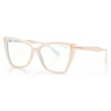 Tom Ford - Blue Block Square Cat Eye Opticals - Occhiali da Vista Quadrati Cat Eye - Palladio - FT5844-B