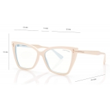 Tom Ford - Blue Block Square Cat Eye Opticals - Occhiali da Vista Quadrati Cat Eye - Palladio - FT5844-B