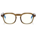 Tom Ford - Blue Block Round Opticals - Occhiali da Vista Rotondi - Verde Scuro - FT5836-B