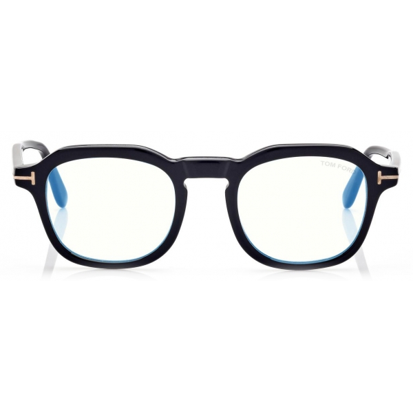 Tom Ford - Blue Block Round Opticals - Occhiali da Vista Rotondi - Nero - FT5836-B