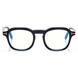 Tom Ford - Blue Block Round Opticals - Occhiali da Vista Rotondi - Nero - FT5836-B