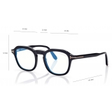 Tom Ford - Blue Block Round Opticals - Occhiali da Vista Rotondi - Nero - FT5836-B